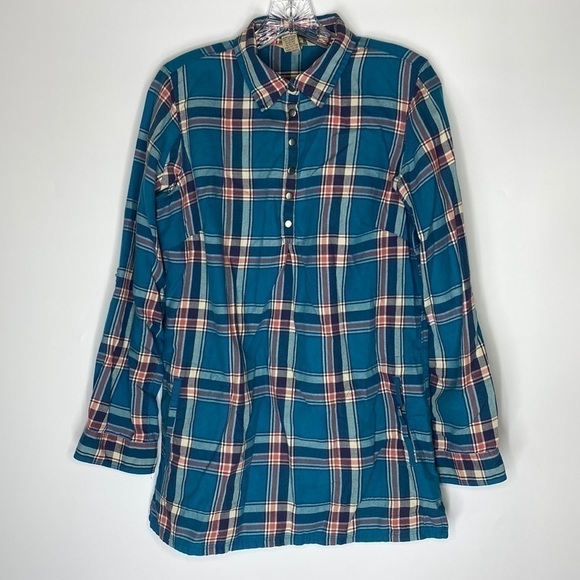 Duluth Trading Blue Pullover Flannel Shirt Size Small - Picture 1 of 6